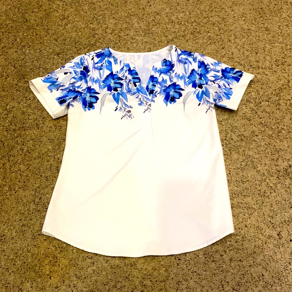 Blue floral blouse